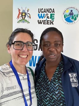 Nile Basin and North America Women in Water Diplomacy members (Prisca Nandede, Uganda Minsitry of Water and Environment and Faith Sternlieb, IoW) celebrating Uganda Water and Environment Week