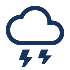 Navy-colored icon of a cloud with lightning.