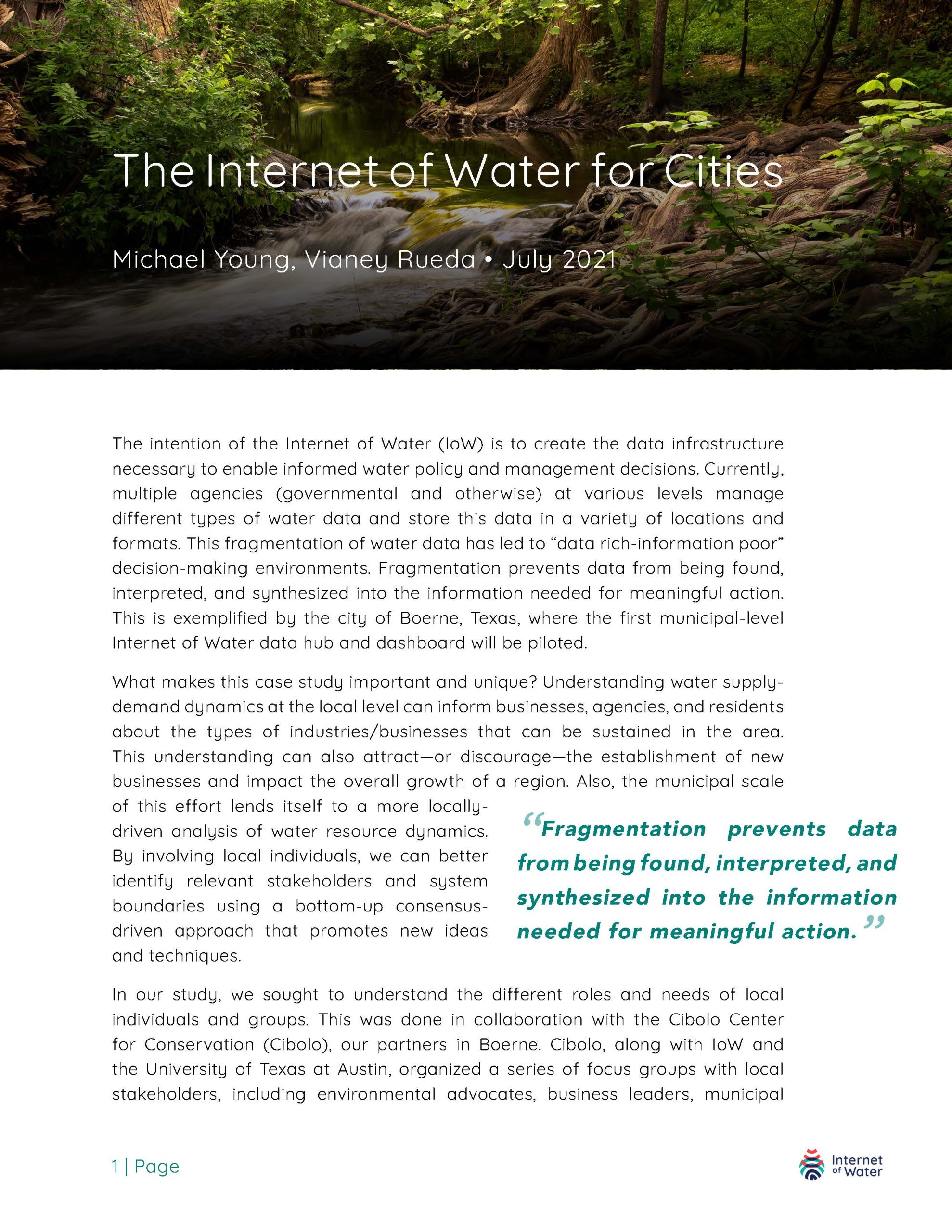 The Internet of Water for Cities