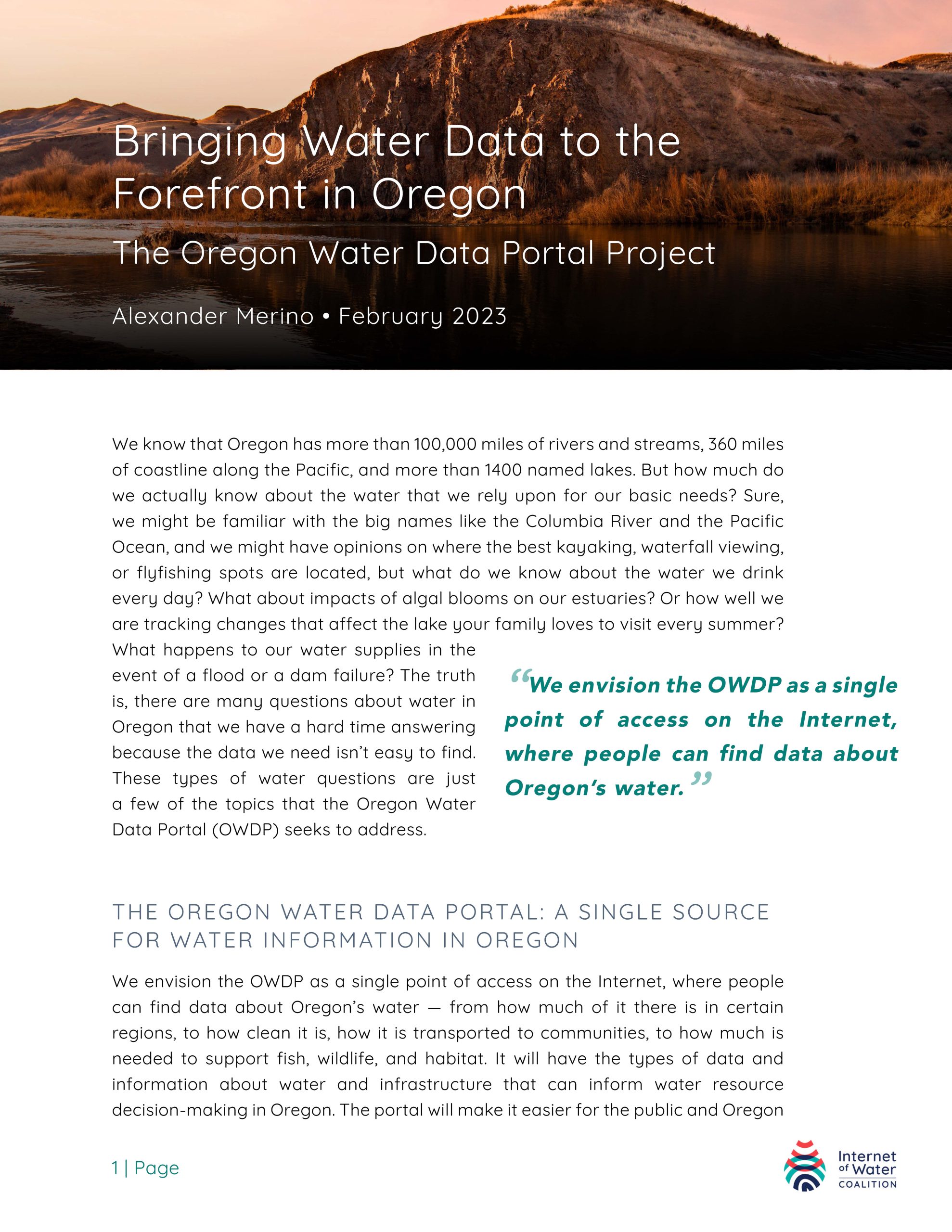 Bringing Water Data to the Forefront in Oregon